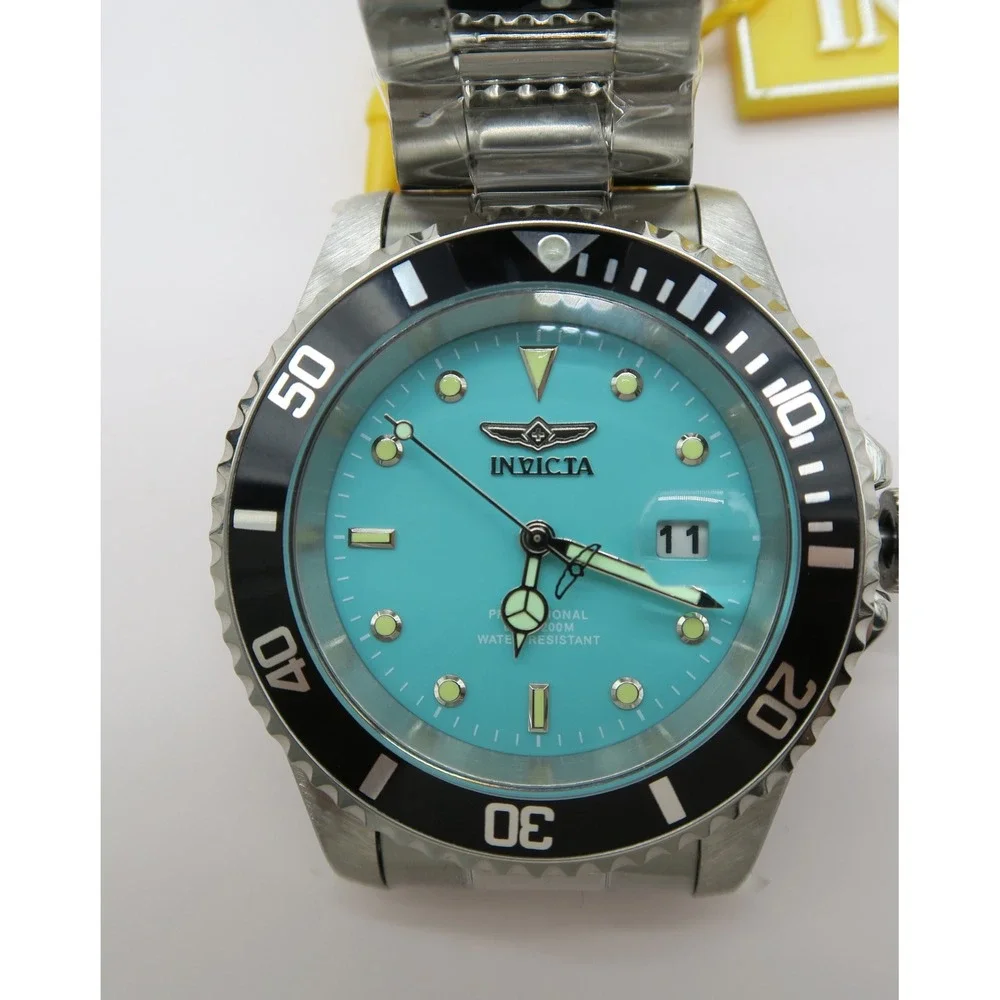 Invicta Pro Diver Aurenova 40mm Turquoise Dial Stainless Steel Watch Black Bezel